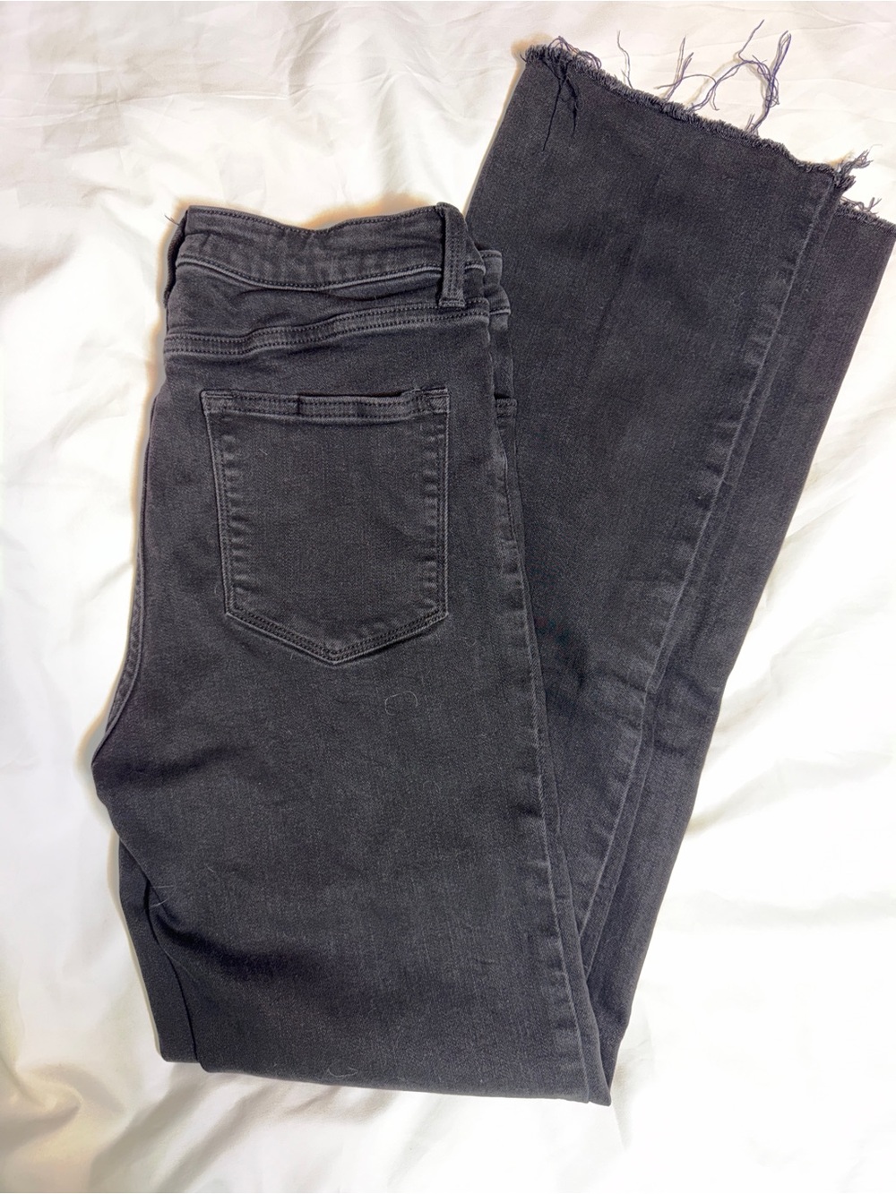 Just USA Black Straight-Leg Jeans with Raw Hem
